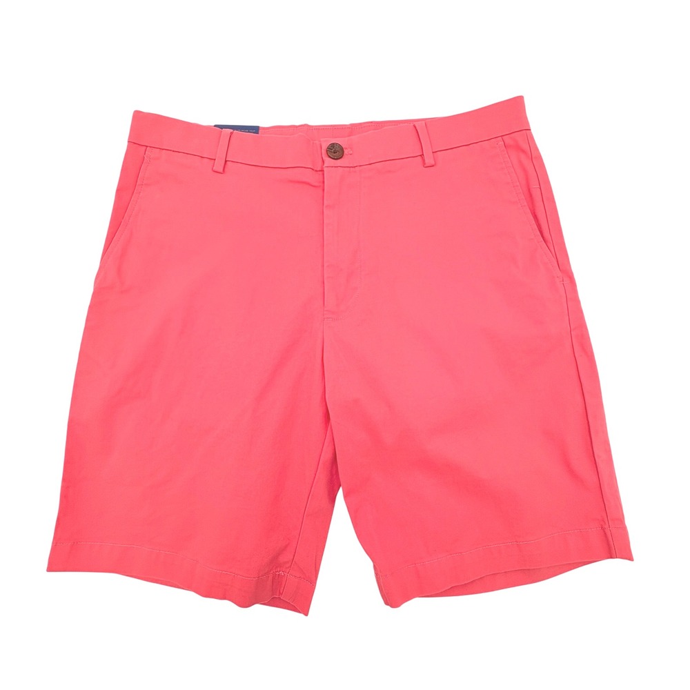 NWT‎ Charles Tyrwhitt Mens Coral Pink Cotton Shorts Flat Front Size 32